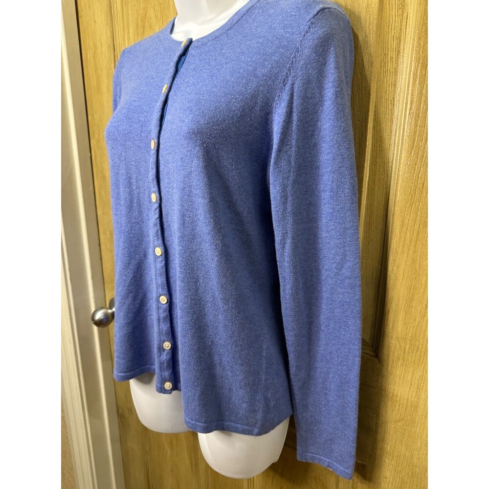 J.MCLAUGHLIN Sweater Womens S Button Up Cardigan Blouse Cotton Blend Blue - Picture 4 of 6